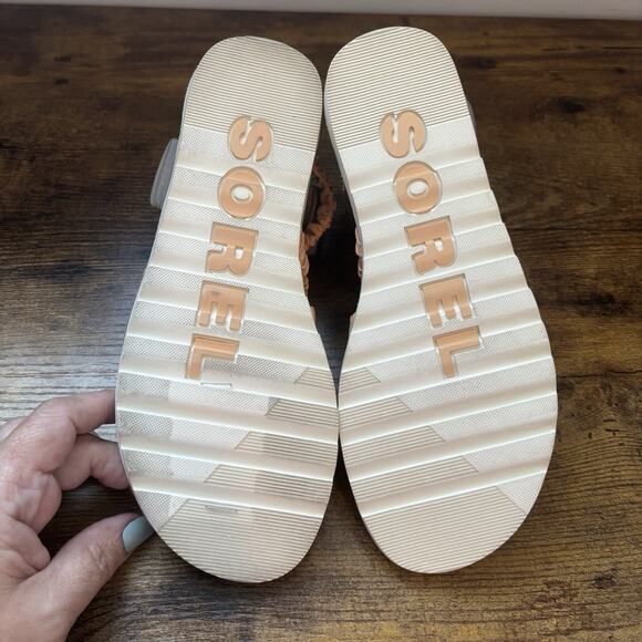 Sorel Womens Shoes 6 1/2 Gray And Orange Ella II Ankle Strap Sandal Back Zip - Picture 12 of 12